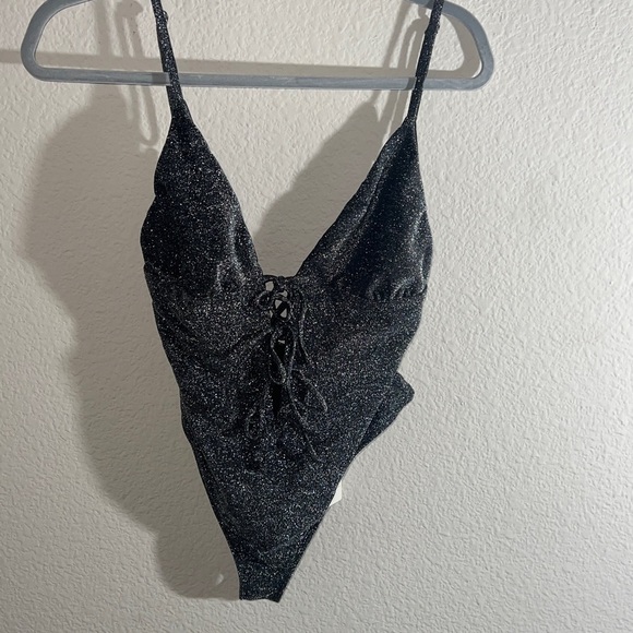 Dippin' Daisy's Mercury One Piece Swimsuit Sparkle Black beach resort Sz L NWT - Picture 5 of 10